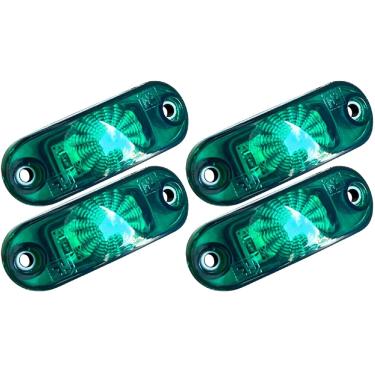 Imagem de Kit 4 Lanterna Delimitadora Verde Led 12v 24v Caminhão Baú