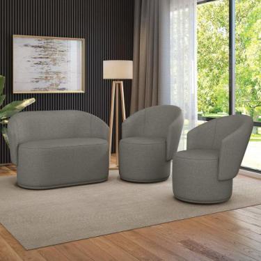 Imagem de Sofá Namoradeira e 2 Poltronas Orgânica para Sala Malu Linho M11 - D'R