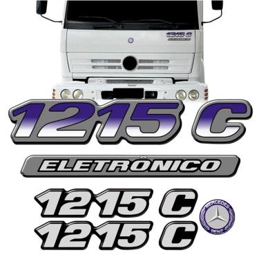 Imagem de Kit Adesivo Mercedes Benz 1215 C Eletronico Emblema Truck 33 Resinado Preto
