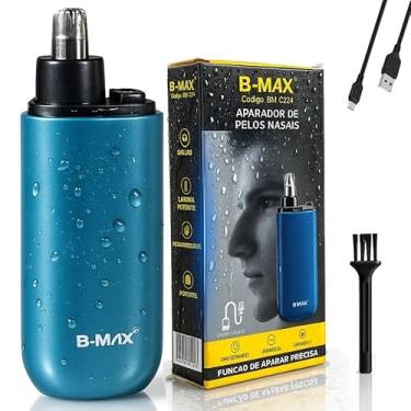 Imagem de Aparador de Pelos Nasais e Orelhas Recarregável Masculino 2 em 1 Motor 1300RPM Cabeça Rotativa 360 IPX5 USB Tipo C Compacto Silencioso (Azul)