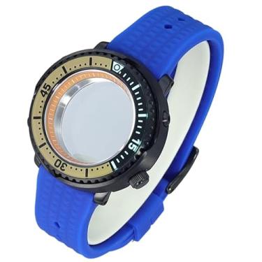 Imagem de FEIYASHI Caixa de relógio preta de aço inoxidável, vidro de cristal de safira para NH34 NH35, movimento 100 m, impermeável, atum, tartaruga, enlatada, 10 NH35 movimento + anel capítulo laranja, Caixa