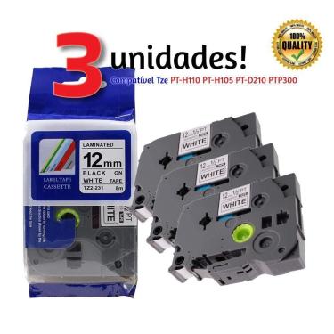 Imagem de 3x Fita Compatível Tze 231 P/ Brother Pt-h110 Pt-h105