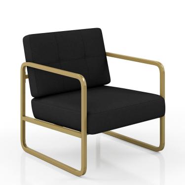 Imagem de Poltrona Estofada Dinamarca Estilo Industrial Dourado/sued Preto - M.a