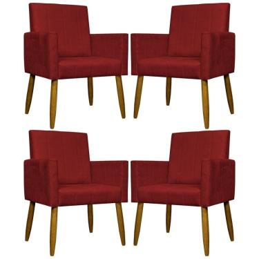 Imagem de Kit 4 Poltronas Decorativa Para Sala Recepção Consultório Escritório Mari Suede