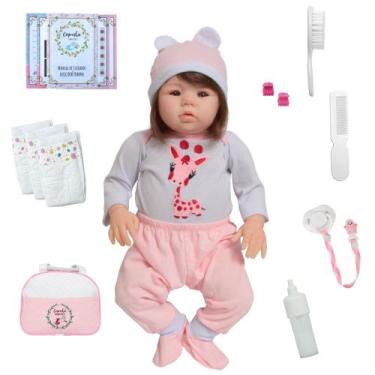 Imagem de Bebê Reborn de Silicone Fio a Fio com Roupinha e Acessórios - Cegonha 