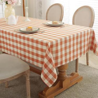 Imagem de Laolitou Toalha de mesa xadrez de outono de ação de graças Buffalo xadrez xadrez xadrez mesas retangulares algodão linho rústico casa de fazenda toalhas de mesa laváveis, sem rugas para festas, 152 x