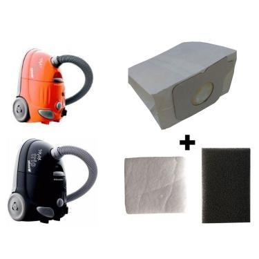 Imagem de Kit Com 9 Sacos Descartáveis Aspirador De Pó Electrolux Trio + Filtros Motor