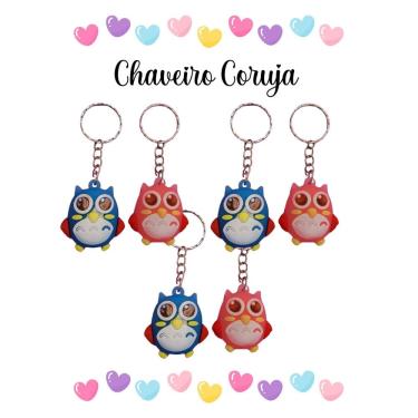 Imagem de 06 Chaveiros Corujas lembrancinha chaveiro professores aniversário festa papelaria revenda  barato