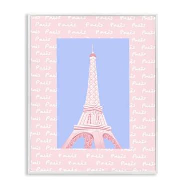 Imagem de Stupell Industries Design de arte giclée emoldurado branco da Torre Eiffel pastel de Paris por Pooja Dave, 76 x 61 cm