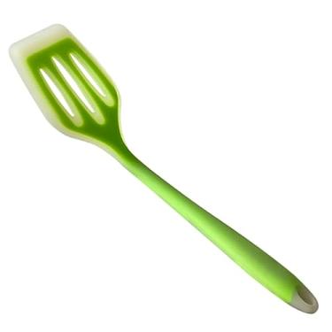 Imagem de Espátula branca com borda de silicone para fritar, conjunto de utensílios de cozinha antiaderentes para fritar ovos