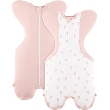 Imagem de Susurration Saco de dormir para bebês, faixa autocalmante para recém-nascidos, ajuste confortável, melhora o sono e o reflexo de susto calmo, pacote com 2, 0-1 mês, 2,3-3,6 kg