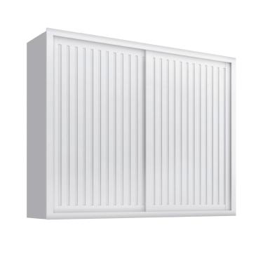 Imagem de Guarda Roupas Ripado Casal Com Espelho Interno 2 Portas de Correr 6 Gavetas Coliseu Branco Zanzini