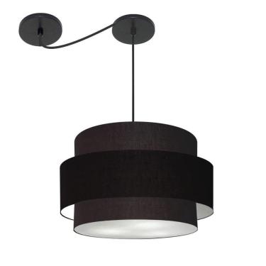 Imagem de Lustre Sala De Jantar Com Desvio Vivare Md-4399 Cúpula Em Tecido 50cm Preto 127/220v