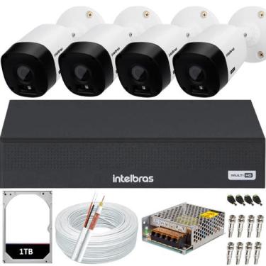 Imagem de Kit Cftv Monitoramento Intelbras 4 Câmeras Vhl 1120b 20m Dvr 04 canais