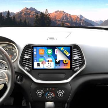 Imagem de [4 + 128 G] Rádio estéreo para carro Android 15 para Jeep Cherokee 2013-2018 com carro sem fio e Android Auto, rádio de carro de 10,1 polegadas com link espelhado Bluetooth FM/RDS WiFi GPS EQ DSP SWC