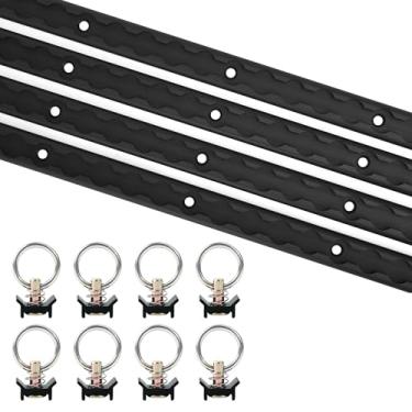 Imagem de lukar Pacote com 4 trilhos em L pretos de 61 cm e 8 peças de encaixe de pino único de trilho L, sistema de amarração de trilho L, trilho de cama de caminhão para reboque fechado, caminhões, vans