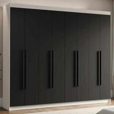 Imagem de Guarda-roupa Casal 8 Portas Batentes Branco/preto/preto Venus Madesa
