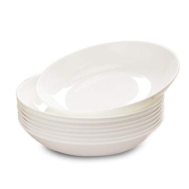 Imagem de Conjunto de pratos de jantar de cerâmica branca, bife clássico, macarrão, prato de salada, prato de aperitivo de 20 cm, perfeito para família e restaurante. Pratos