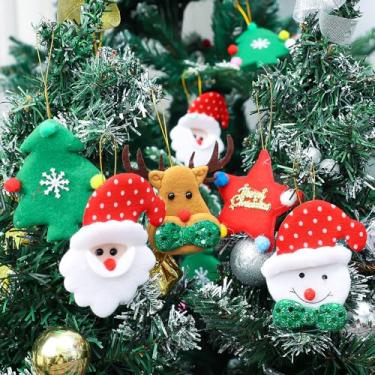 Imagem de 5 estilos/conjunto de pano de feltro de alce de boneco de neve de Natal enfeite de pendurar boneca de desenho animado de árvore de Natal pingente de pendurar festa festiva decoração de casa