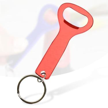 Imagem de Abridor de garrafa de aço inoxidável com chaveiro, abridor de tampa de garrafa de cerveja portátil para restaurante, barman e cozinha (vermelho)