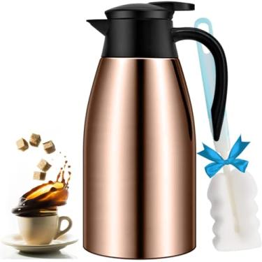 Imagem de Garrafa térmica de café de 1,927 g, jarra de café de aço inoxidável para manter o calor, dispensador de bule de chá com isolamento Airpot para água quente, chá, bebidas quentes – Mantenha 12 horas
