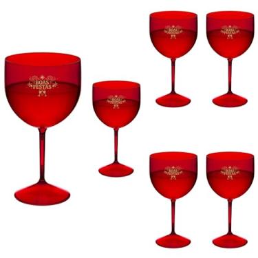 Imagem de Taça Acrílico Gin 500ml Boas Festas 6pçs (VERMELHO)