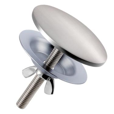 Imagem de ROOGSIH Tampa de furo de pia de cozinha de latão maciço, tampa de orifício de torneira de 5 cm, tampa de rolha de placa de furo de torneira com acabamento em níquel escovado, tampa de orifício de