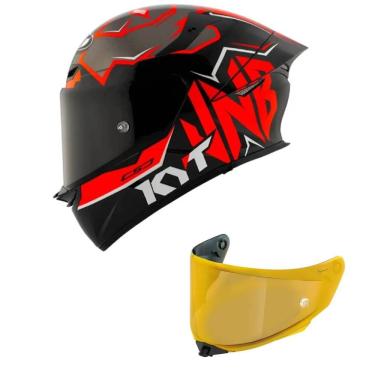 Imagem de Capacete KYT TT Revo Nicolo Bulega 2022 Preto e Vermelho Mais Viseira Dourada