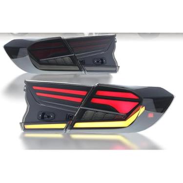 Imagem de JOLUNG Conjunto de luzes traseiras LED para Honda Accord 10ª geração 2018-2022, luz traseira com iluminação de animação dinâmica 3D vermelha e indicador sequencial, 10ª geração de luz traseira Honda Accord 1 par