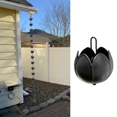 Imagem de WEBSID Calhas de desvio, correntes de chuva de alumínio para calha, decoração de sistema de captura de água de chuva, corrente coletora de chuva de 2,4 m, 2,6 m, 3 m, sinos de chuva, fácil instalação