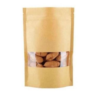 Imagem de Kit 100 Sacos Kraft Zip Lock Visor Stand Up Pouch 16X22Cm - Loja Coisa