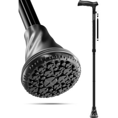 Imagem de HONEYBULL Bengala de caminhada com almofada de ar para homens e mulheres – Dobrável, ajustável, dobrável, bengala de pé livre, ponta de base de para-choque, resistente | Bengalas para idosos e adultos