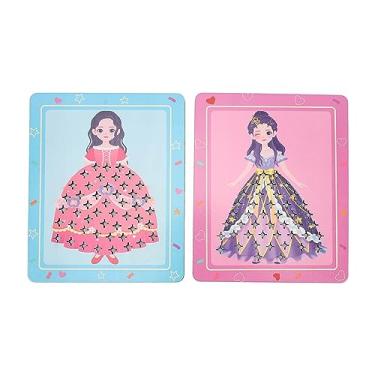 Imagem de aqxreight DIY Cutucando Vestido de Princesa Kit de Artesanato Habilidade Motora Fina Pintura 3D Habilidade Motora Fina Princesa Vestir Brinquedos Roxo Imaginação Estética Motor Crianças Em Geral de Brinquedos (Rosa)