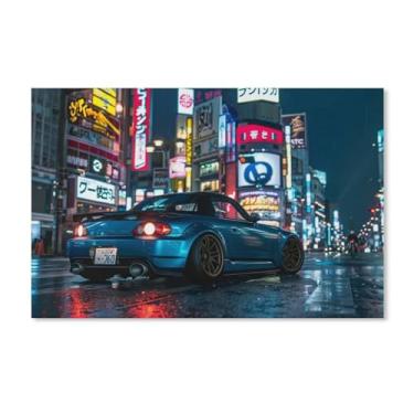 Imagem de HouLaiZhe Tóquio Night Jdm Car S2000 pôsteres em tela estética para quarto decoração de parede pinturas de parede para quarto sala de estar escritório 11 x 17 polegadas (28 x 43 cm)