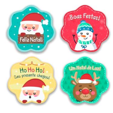Imagem de Adesivo Natal, adesivo de natal presentes, adesivo confeitaria, etiqueta confeitaria, adesivo em vinil, redondo 3x3cm - 100 unidades
