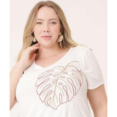 Imagem de Blusa Plus Size Feminina Crepe Estampada Marisa-32024, Off white, G2