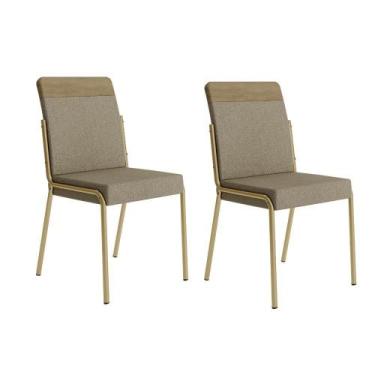 Imagem de Conjunto 2 Cadeiras De Jantar Duo Carraro Dourada - MÓVEIS CARRARO
