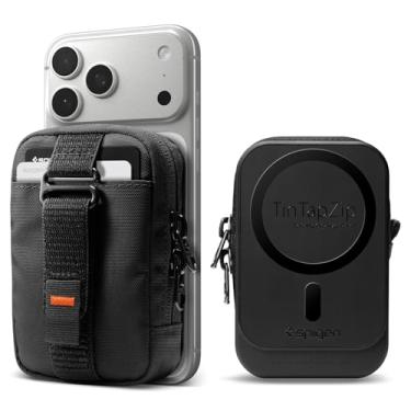 Imagem de Spigen Bolsa organizadora magnética para armazenamento de cartões SSD EDC, clipe de mochila projetada para MagSafe e Pixelsnap, compatível com iPhone 16/15/14/13/12 Pixel 10 Series e mais - Preto