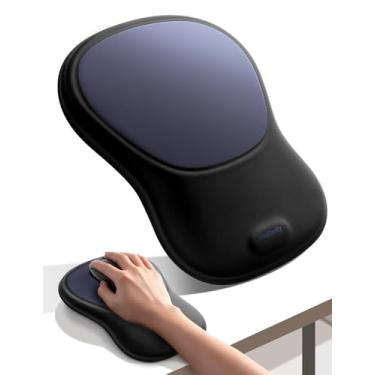 Imagem de meatanty Mouse pad com descanso de pulso, suporte de pulso ergonômico para mouse, acessórios de computador, tapete de mouse de mesa, espuma viscoelástica macia, alívio da dor nas mãos, almofada