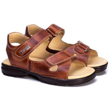 Imagem de Sandália Masculino Couro Verão Macia Confortável Jvmarc 800, Natural, 