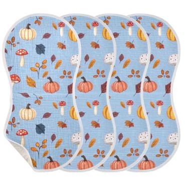 Imagem de Wassud Pumpkins Panos de musselina para arrotar bebê, pacote com 2, babadores de algodão, toalhas de rosto absorventes e macios para arrotos para meninos e meninas recém-nascidos