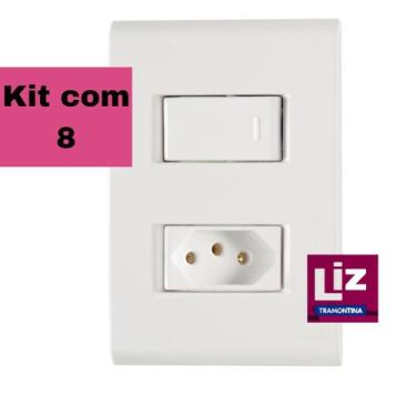 Imagem de Kit Interruptor Com Tomada Liz  2P+T 10A Tramontina Com 8 Unidades, Br