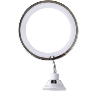 Imagem de Espelho flexível de mesa/parede com rotação de 360°, com luzes LED e ventosa.