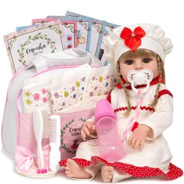 Imagem de Bebe Reborn Loira Toda de Vinil Siliconado Com Acessórios - Cegonha Re