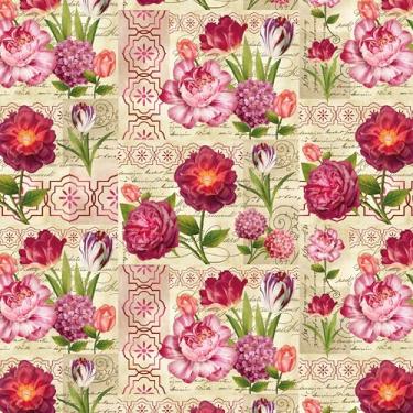 Imagem de São João Bobina Rolo Papel de Presente 60cm x 100m Tartã Floral