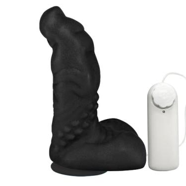 Imagem de Pênis Feito em PVC Flexível com Escroto, Vibrador e Ventosa Goodzilla 20 x 6,5cm Preto