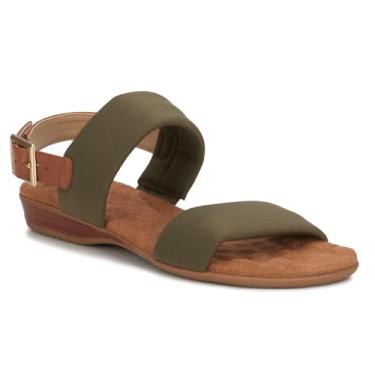 Imagem de Ros Hommerson Sandália anabela feminina Cabana Neoflex Comfort com tiras, Oliva, 7 X-Wide