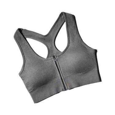 Imagem de Top Esportivo Feminino Com Zíper, Sutiã De Fitness, Roupas Para Academ