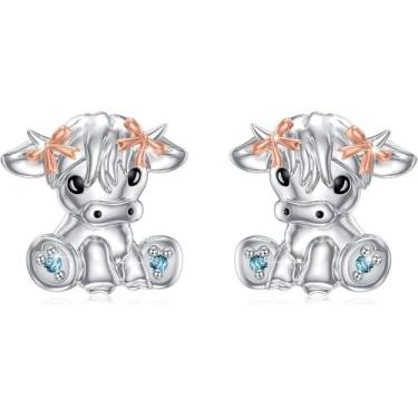 Imagem de Brincos de vaca fofos para mulheres, vaca leiteira, gado leiteiro, para amantes de leite, Zinco, Sem pedra preciosa