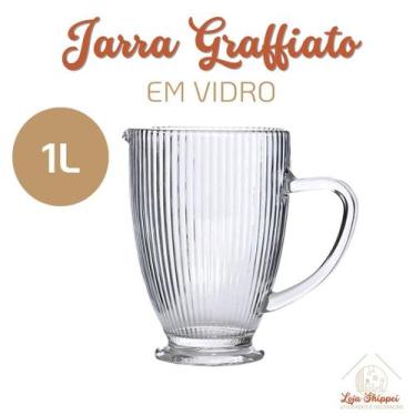 Imagem de Jarra de Vidro 1L Graffiato Prisma Elegante para Água Suco ou Refresco
